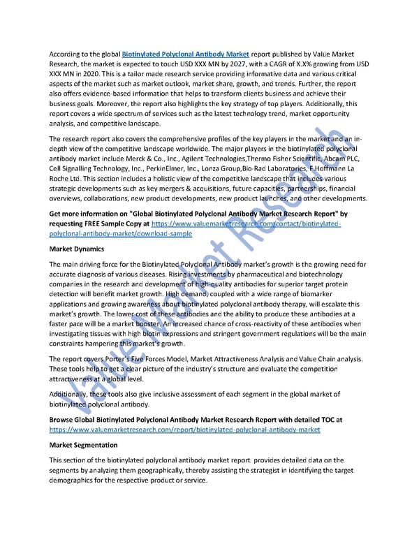 Biotinylated Polyclonal Antibody Market Size, Share, Global Forecast to 2027 - Page 1