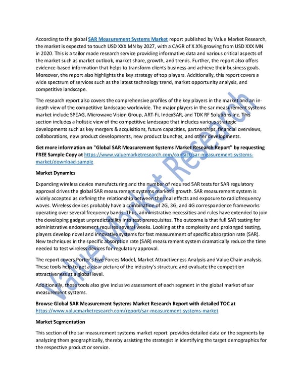 SAR Measurement Systems Market Size, Trends & Global Outlook, 2020-2027 - Page 1