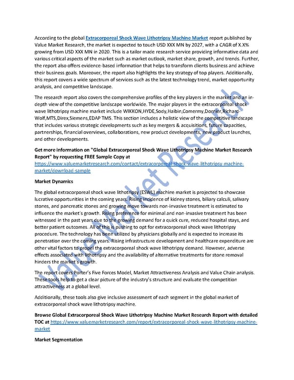 Global Extracorporeal Shock Wave Lithotripsy Machine Market - Page 1