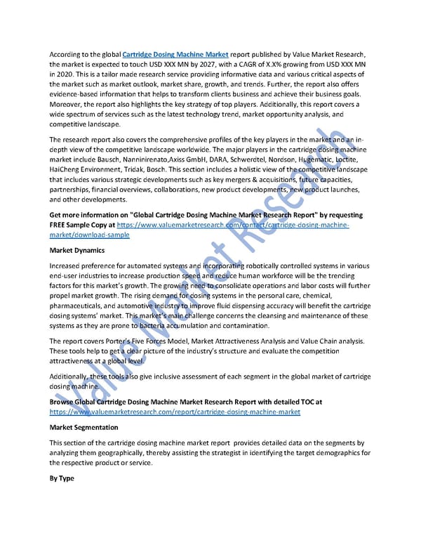 Cartridge Dosing Machine Market Size, Trends & Global Outlook Report to 2027 - Page 1