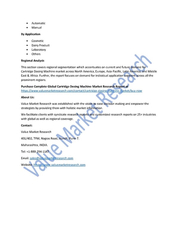 Cartridge Dosing Machine Market Size, Trends & Global Outlook Report to 2027 - Page 2