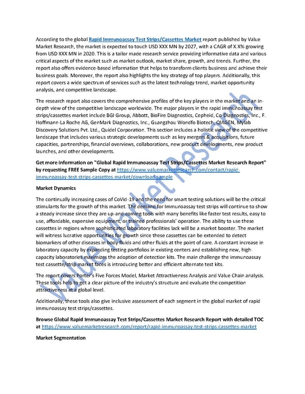 Global Rapid Immunoassay Test Strips-Cassettes Market - Page 1