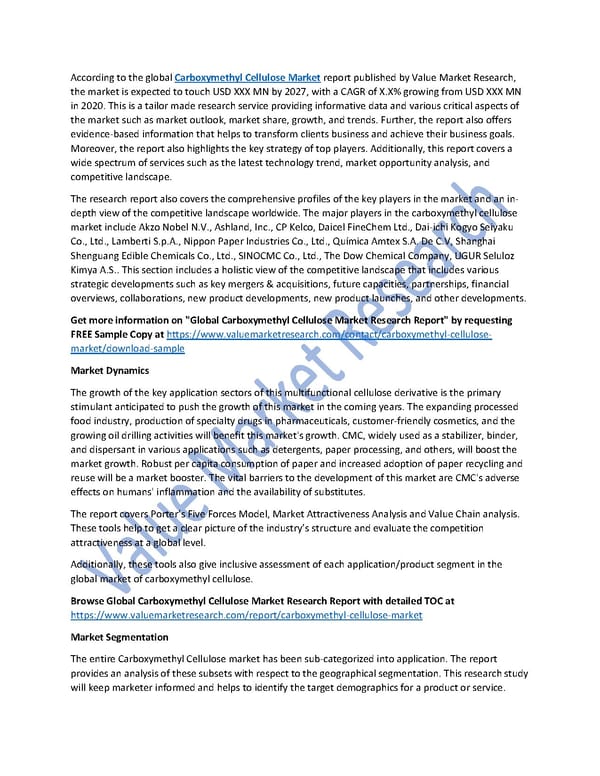 Carboxymethyl Cellulose Market Size, Trends & Global Outlook Report to 2027 - Page 1