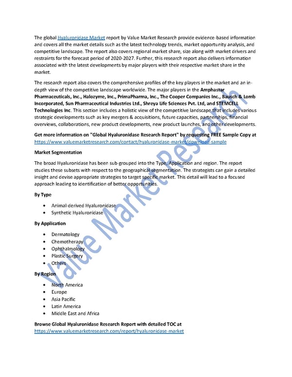 Hyaluronidase Size, Growth & Global Forecast Report to 2027 - Page 1