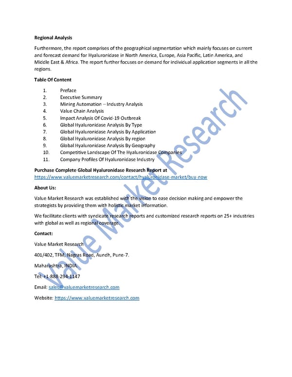 Hyaluronidase Size, Growth & Global Forecast Report to 2027 - Page 2