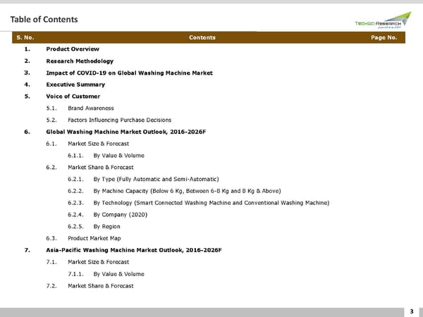 GLOBAL WASHING MACHINE MARKETFORECAST & OPPORTUNITIES 2026 - Page 3
