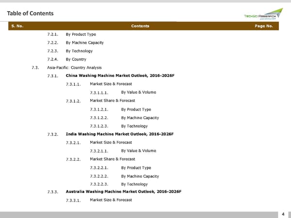 GLOBAL WASHING MACHINE MARKETFORECAST & OPPORTUNITIES 2026 - Page 4