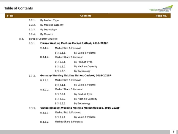GLOBAL WASHING MACHINE MARKETFORECAST & OPPORTUNITIES 2026 - Page 6