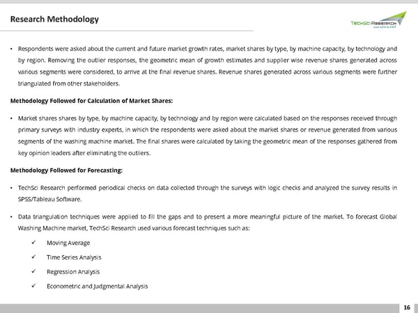 GLOBAL WASHING MACHINE MARKETFORECAST & OPPORTUNITIES 2026 - Page 16