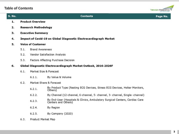 GLOBAL DIAGNOSTIC ELECTROCARDIOGRAPH MARKET 2026 - Page 3