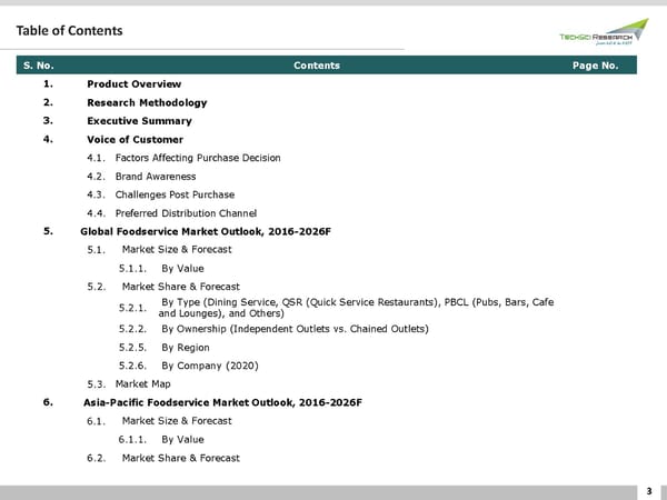 GLOBAL FOODSERVICE MARKET FORECAST & OPPORTUNITIES 2026 - Page 3