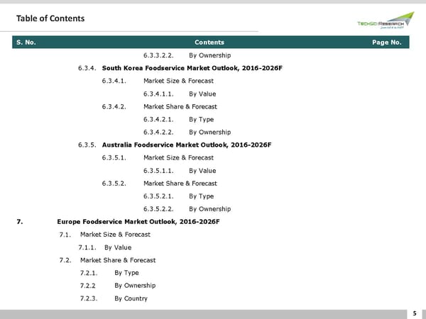 GLOBAL FOODSERVICE MARKET FORECAST & OPPORTUNITIES 2026 - Page 5