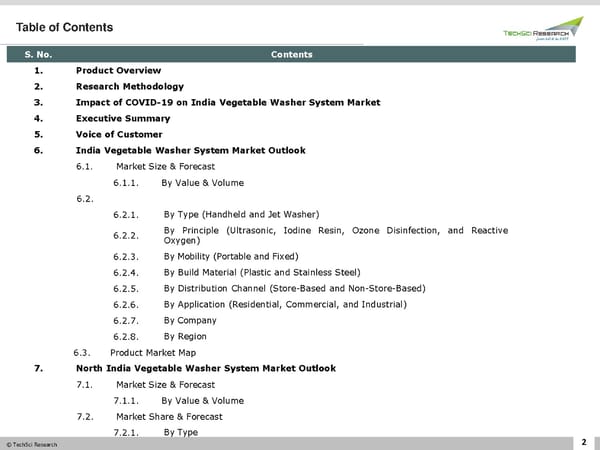 INDIA VEGETABLE WASHER SYSTEM MARKETFORECAST AND OPPORTUNITIES 2026 - Page 2