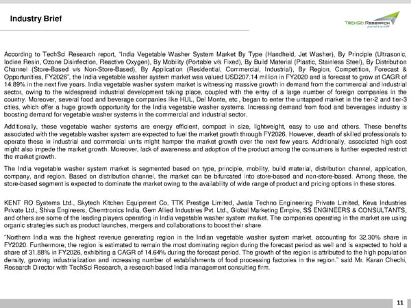 INDIA VEGETABLE WASHER SYSTEM MARKETFORECAST AND OPPORTUNITIES 2026 - Page 11