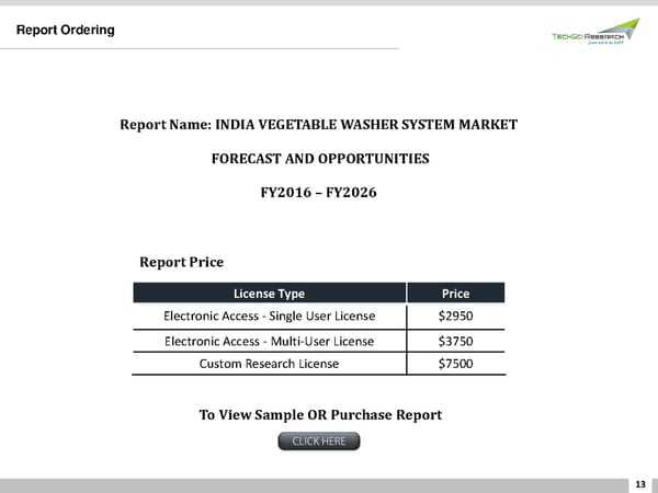 INDIA VEGETABLE WASHER SYSTEM MARKETFORECAST AND OPPORTUNITIES 2026 - Page 13