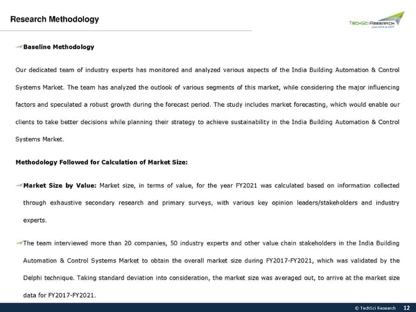 INDIA BUILDING AUTOMATION & CONTROL SYSTEMSMARKET 2027 - Page 12