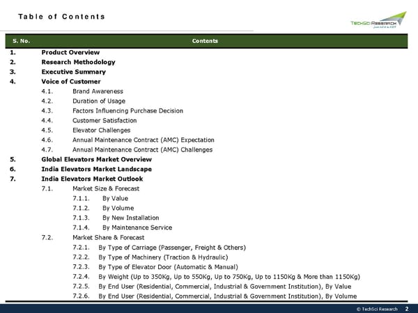 INDIA ELEVATORS MARKET Forecast 2027 - Page 2