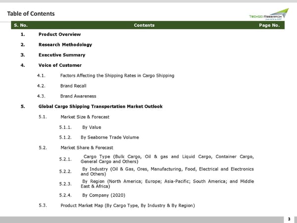 GLOBAL CARGO SHIPPING TRANSPORTATION MARKET - Page 3