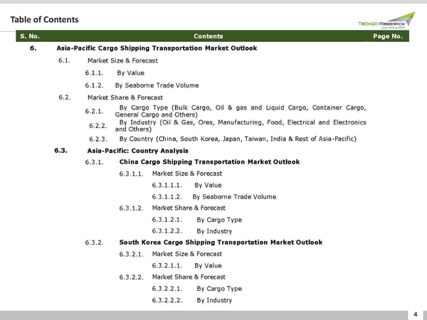 GLOBAL CARGO SHIPPING TRANSPORTATION MARKET - Page 4