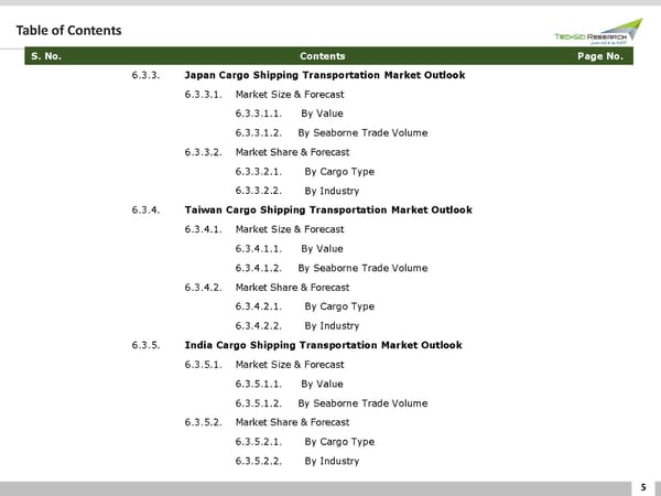 GLOBAL CARGO SHIPPING TRANSPORTATION MARKET - Page 5