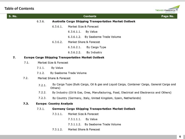 GLOBAL CARGO SHIPPING TRANSPORTATION MARKET - Page 6