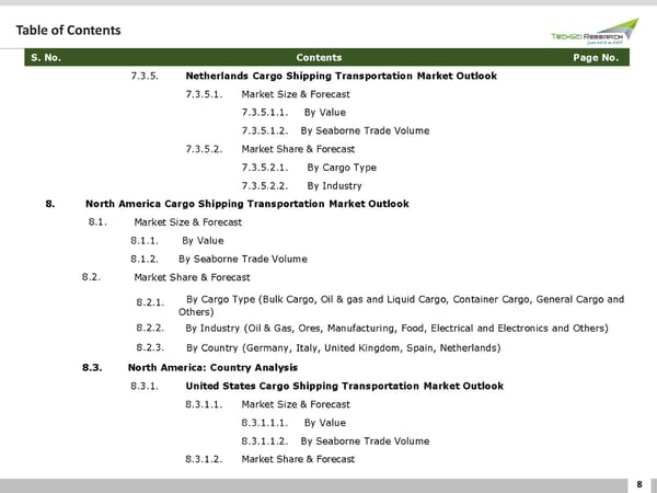 GLOBAL CARGO SHIPPING TRANSPORTATION MARKET - Page 8