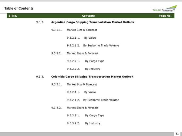 GLOBAL CARGO SHIPPING TRANSPORTATION MARKET - Page 11
