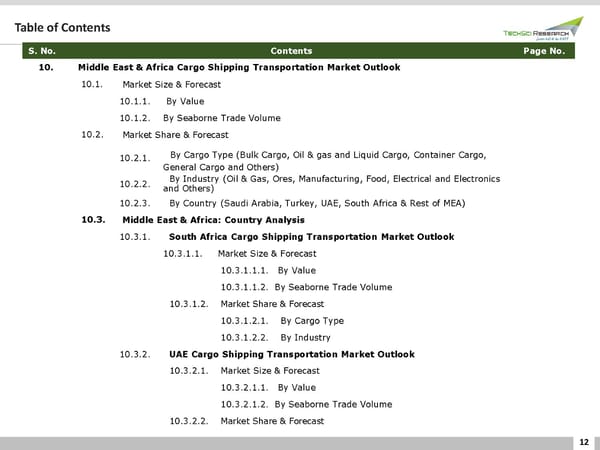 GLOBAL CARGO SHIPPING TRANSPORTATION MARKET - Page 12