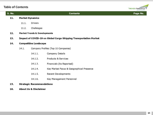 GLOBAL CARGO SHIPPING TRANSPORTATION MARKET - Page 14