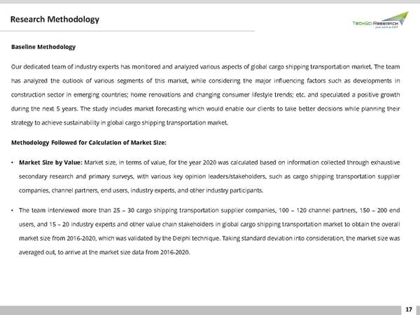 GLOBAL CARGO SHIPPING TRANSPORTATION MARKET - Page 17