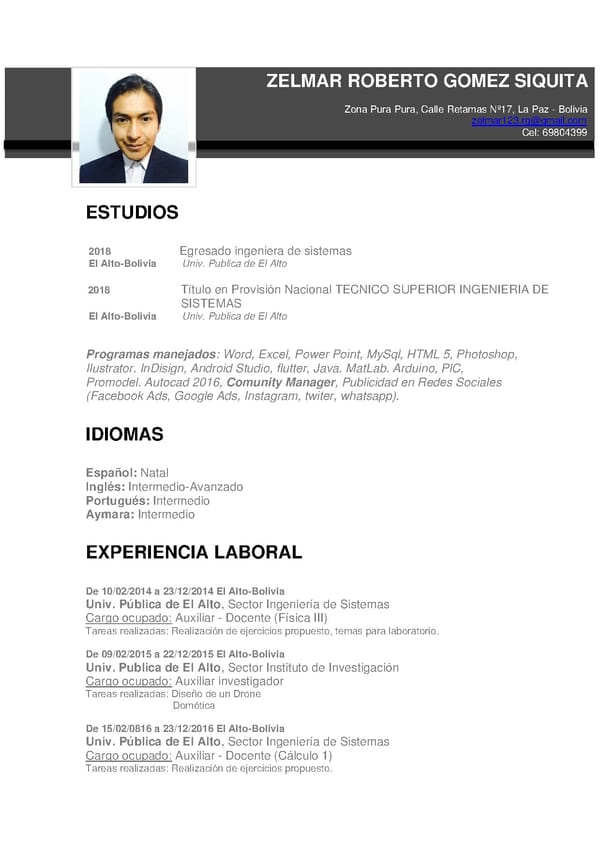 Zelmar Gomez CV - Page 1