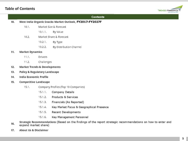 INDIA ORGANIC SNACKS MARKET 2027 - Page 5