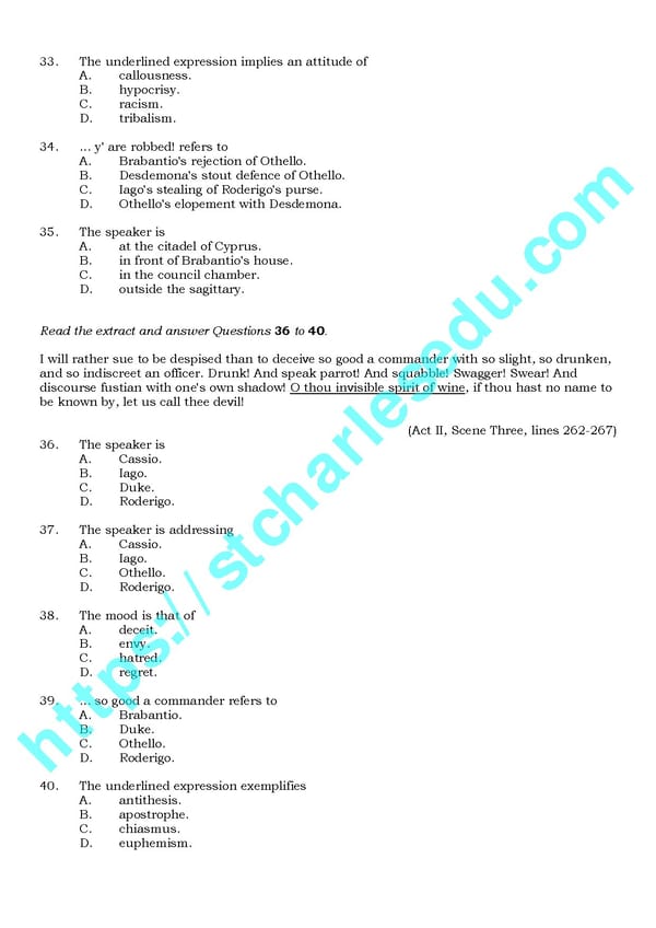 Free WAEC Literature Objective Past Questions & Answers - Page 7