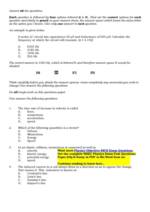 Common or Likely Physics WAEC Questions Free Download - Page 2