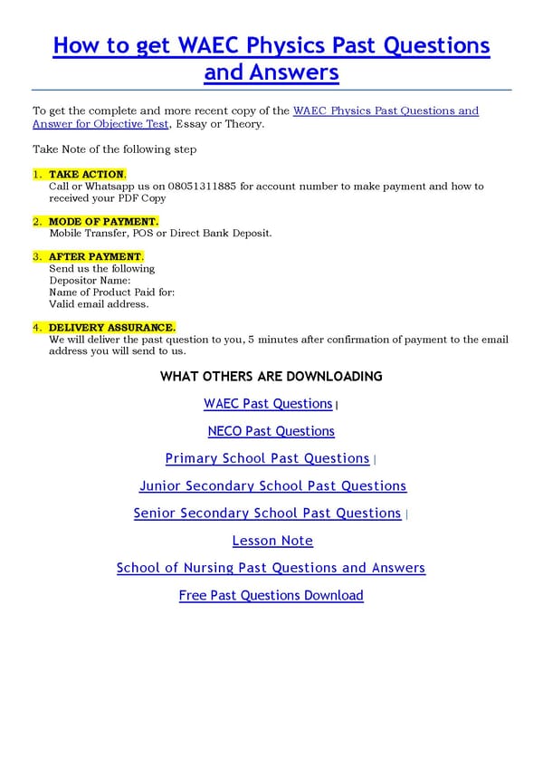 Common or Likely Physics WAEC Questions Free Download - Page 9