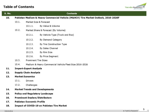 Pakistan Tire Market to Surpass USD 1.65 Billion by 2026 - Page 5