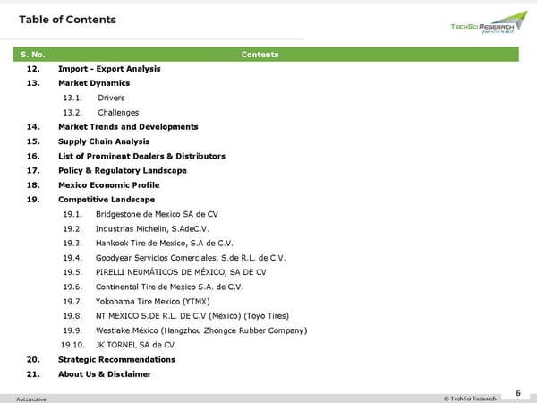 PowerPoint PresentatMexico Replacement Tire Market to Grow at 5.94% CAGR by 2026ion - Page 6
