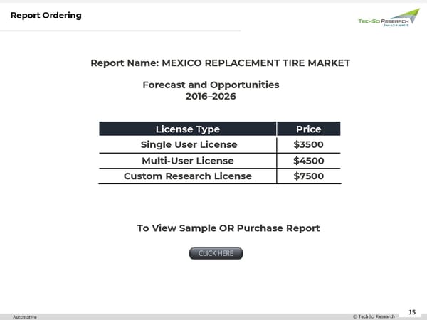 PowerPoint PresentatMexico Replacement Tire Market to Grow at 5.94% CAGR by 2026ion - Page 15