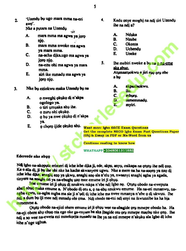 Free NECO Igbo Past Questions PDF Download - Page 3