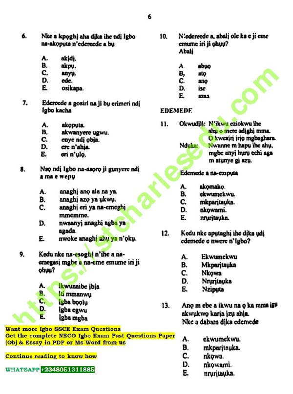 Free NECO Igbo Past Questions PDF Download - Page 4