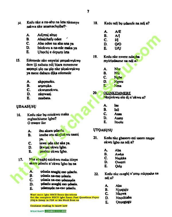 Free NECO Igbo Past Questions PDF Download - Page 5