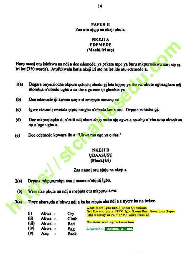 Free NECO Igbo Past Questions PDF Download - Page 6