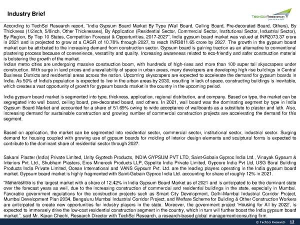 India Gypsum Board Market to Reach INR3811.65 Crore by 2027 - Page 12