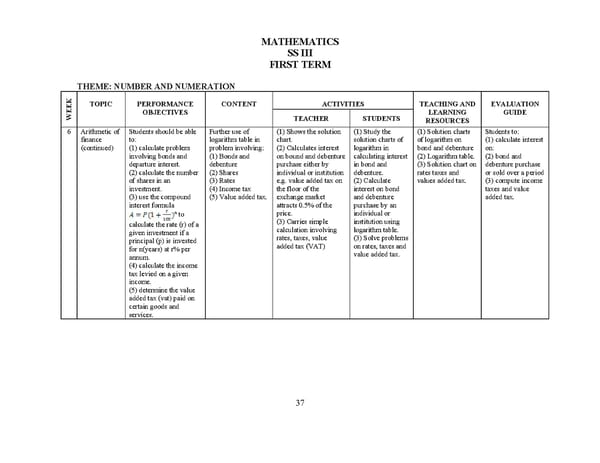 Lagos State Mathematics Scheme of Work - Page 5