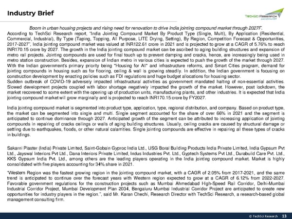 India Jointing Compound Market 2027 - Page 13