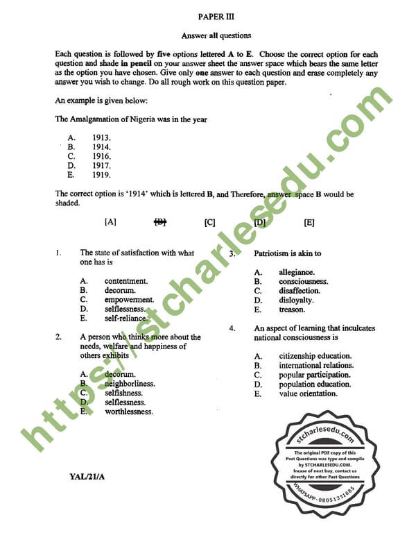 NECO Civic Education Objective Questions - Page 3