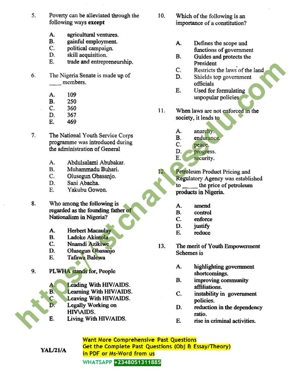 NECO Civic Education Objective Questions - Page 4