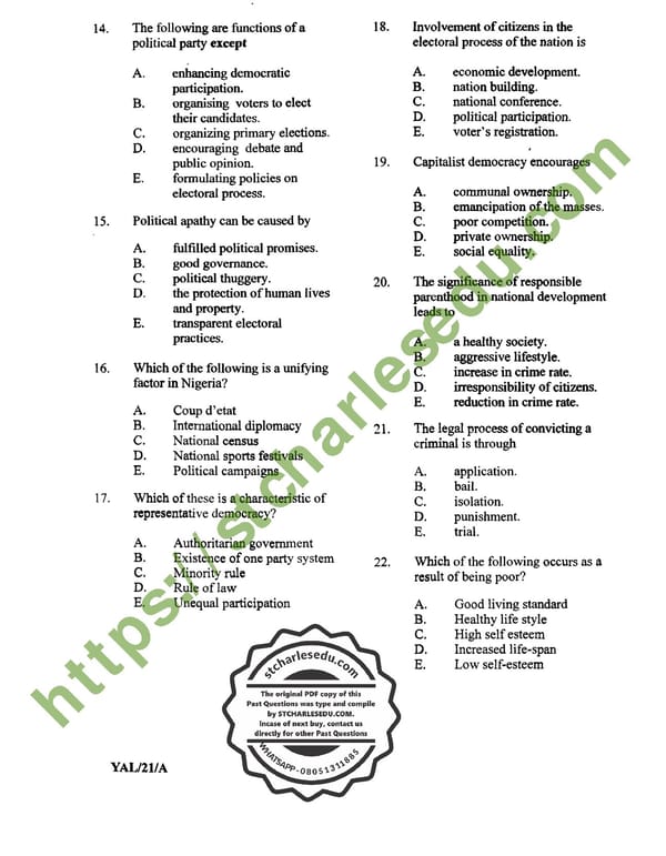 NECO Civic Education Objective Questions - Page 5