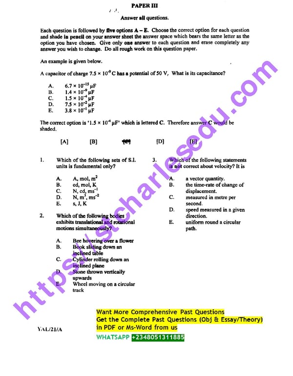 NECO GCE Physics Questions - Page 3