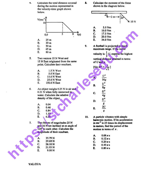 NECO GCE Physics Questions - Page 4